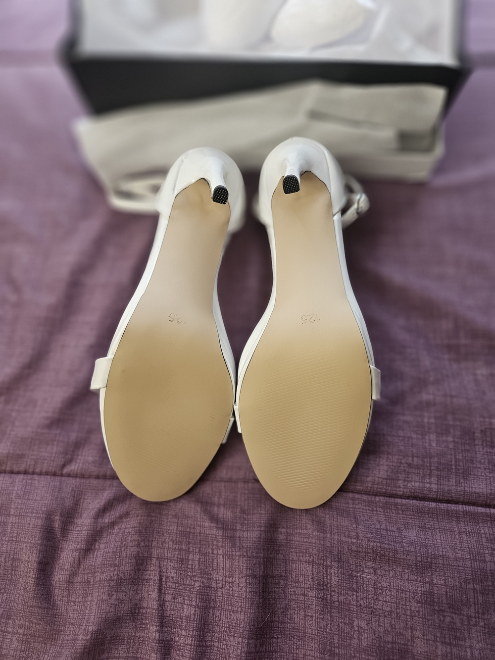 Extra Wide Custom Made White Ankle-Strap Stiletto Sandals - Picture 4 of 4